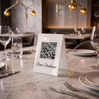 Pleksi QR Menü Standı – UV Baskılı Masaüstü Menü Karekodu