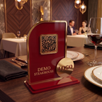 QR Menü Standı Gold Çerçeveli Pleksi – Premium, Restoran ve Kafe Masa Standı