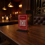 QR Menü Standı Pleksi – UV Baskılı, Şeffaf, Restoran ve Kafe Masa Karekodu