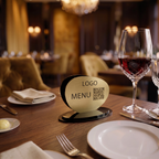 Masaüstü QR Menü Standı Gold Siyah Pleksi – Rowmark, Restoran ve Otel İçin