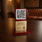 QR Menü Standı Siyah Pleksi Gold – Premium, Lazer Kazımalı, Lüks Restoran İçin