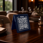 Pleksi QR Menü Standı – UV Baskı ve Lazer Markalama Seçenekli, Restoran ve Kafe Masa Karekodu